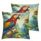 Ulloord Pillow Cover Green Red Cute Scarlet Macaw Ara Macao Animals Blue Costa Closeup Wild Decorative Linen Throw Pillow Case for Sofa Car Bedding Decoration