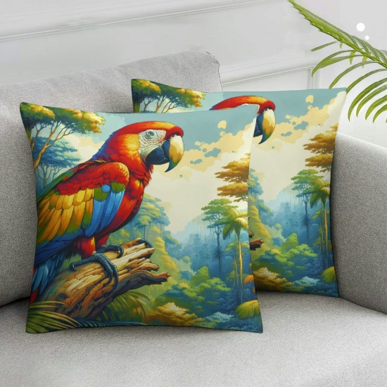 Ulloord Pillow Cover Green Red Cute Scarlet Macaw Ara Macao Animals Blue Costa Closeup Wild Decorative Linen Throw Pillow Case for Sofa Car Bedding Decoration