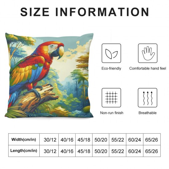 Ulloord Pillow Cover Green Red Cute Scarlet Macaw Ara Macao Animals Blue Costa Closeup Wild Decorative Linen Throw Pillow Case for Sofa Car Bedding Decoration