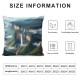 Ulloord  Blue Nature Waterfall Throw Pillow Covers,Green Beautiful Decorative Pillow Covers Digital Printing Linen Blended for Couch Sofa Bed Invisible Zipper