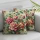 Ulloord Throw Pillow Cover Linen Old Pattern for Roses Butterflies Pastel Abstract Textures Flowers Decorative Square Pillow Case for Couch Sofa Home Decoration