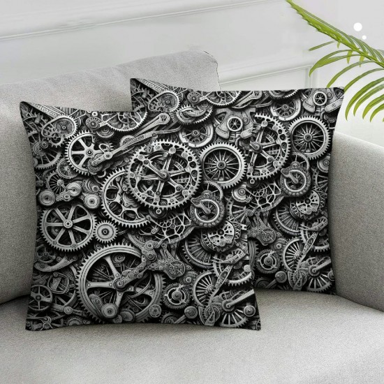 Ulloord Pillow Cover Industry Old Bikes Abstract Bicycle Graphics Decorative Throw Pillow Case for Sofa Car Bedding Decoration