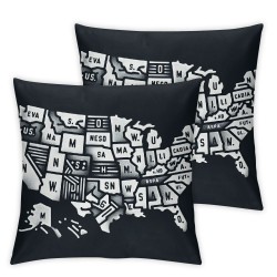 Ulloord  Vintage Map USA Throw Pillow Covers,America Map Decorative Pillow Covers Digital Printing Linen Blended for Couch Sofa Bed Invisible Zipper