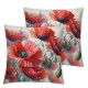 Ulloord Pillow Cover Red Floral Flowers Transportation Decorative Linen Throw Pillow Case for Sofa Car Bedding Decoration