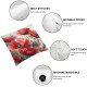 Ulloord Pillow Cover Red Floral Flowers Transportation Decorative Linen Throw Pillow Case for Sofa Car Bedding Decoration