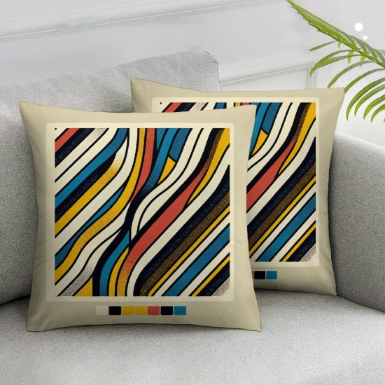 Ulloord  Colorful Art Stripe Throw Pillow Covers,Modern Decorative Pillow Covers Digital Printing Linen Blended for Couch Sofa Bed Invisible Zipper