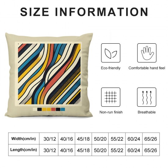 Ulloord  Colorful Art Stripe Throw Pillow Covers,Modern Decorative Pillow Covers Digital Printing Linen Blended for Couch Sofa Bed Invisible Zipper