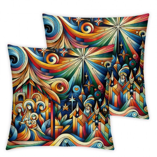 Ulloord Christmas Pillow Covers , Acrylic Painting Cushion Throw Pillow Covers Outdoor Sofa Couch Pillowcase