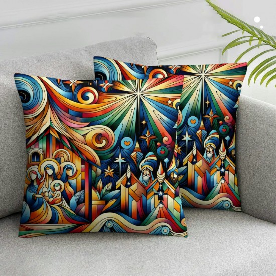 Ulloord Christmas Pillow Covers , Acrylic Painting Cushion Throw Pillow Covers Outdoor Sofa Couch Pillowcase