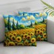 Ulloord  Sunflowers Oil Painting Throw Pillow Covers,Sunflower Field Wall Art Oil Decorative Pillow Covers Digital Printing Linen Blended for Couch Sofa Bed Invisible Zipper