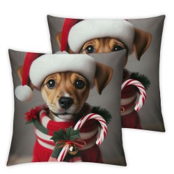 Ulloord Merry Christmas Theme Decorative Pillow Covers ,Christmas Dog Funny Hat New Year Double Sided Throw Pillow Covers Sofa Cushion Cover Lumbar Pillowcase