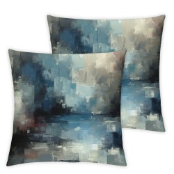 Ulloord  Teal Brown Abstract Art Pillow Covers , Blue Painting Black and Gray Abstract Contemporary Gallery Cushion Throw Pillow Covers Outdoor Sofa Couch Pillowcase