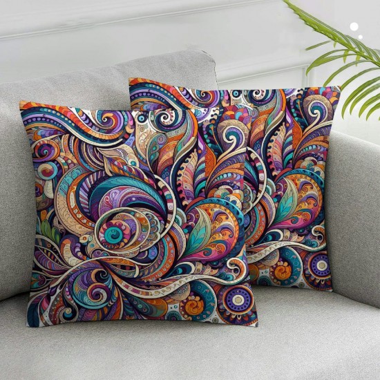 Ulloord Floral Throw Pillow Covers,Colorful Interweaving Decorative Pillow Covers Digital Printing Blended Fabric for Couch Sofa Bed Invisible Zipper