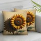 Ulloord Flower Pillow Covers , Beautiful Sunflower Antiqued Double Sided Square Throw Pillow Covers Sofa Decorative Pillowcase