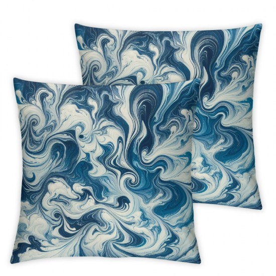 Ulloord Decorative Pillow Covers , Swirl Print Aqua Blue Double Sided Square Throw Pillow Covers Sofa Decorative Pillowcase