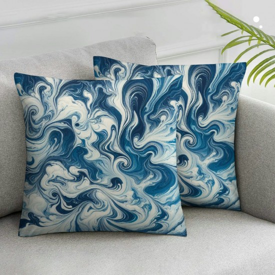 Ulloord Decorative Pillow Covers , Swirl Print Aqua Blue Double Sided Square Throw Pillow Covers Sofa Decorative Pillowcase