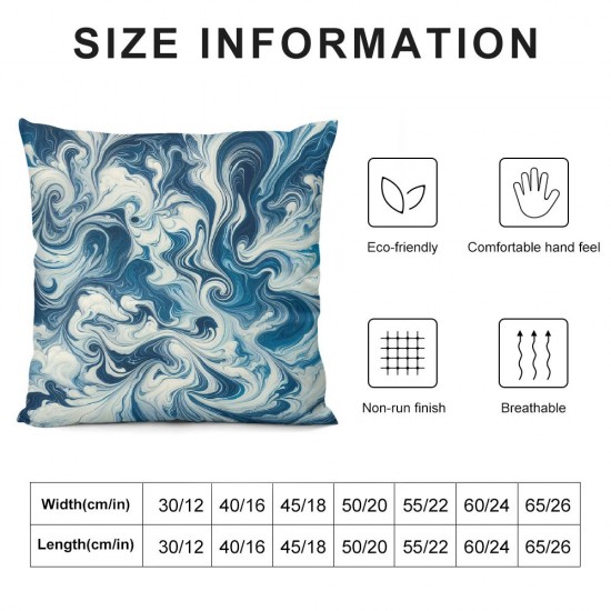 Ulloord Decorative Pillow Covers , Swirl Print Aqua Blue Double Sided Square Throw Pillow Covers Sofa Decorative Pillowcase