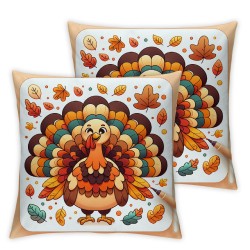 Ulloord Autumn Happy Thanksgiving Theme Decorative Pillow Covers ,Turkey Autumn Colorful Funny Abstract Animal Throw Pillow Covers