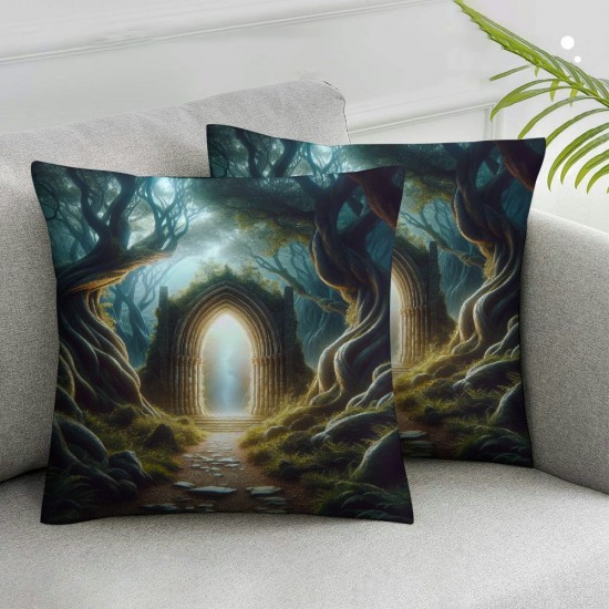 Ulloord Nature Landscape Throw Pillow Covers, in a Landscape Decorative Pillow Covers Digital Printing Blended Fabric for Couch Sofa Bed Invisible Zipper