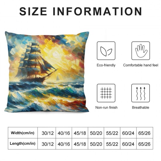 Ulloord  White Colorful Decorative Pillow Covers Original Oil Painting On Canvas Fantasy White Sail Room Decor Couch Sofa Bed Square Linen Throw Pillow Covers for Living Room