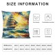 Ulloord  White Colorful Decorative Pillow Covers Original Oil Painting On Canvas Fantasy White Sail Room Decor Couch Sofa Bed Square Linen Throw Pillow Covers for Living Room