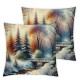 Ulloord  Colorful Decorative Pillow Covers , Winter Landscape with River Bridge Oil Painting Double Sided Square Throw Pillow Covers Sofa Decorative Pillowcase Cushion