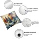 Ulloord  Colorful Decorative Pillow Covers , Winter Landscape with River Bridge Oil Painting Double Sided Square Throw Pillow Covers Sofa Decorative Pillowcase Cushion