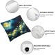 Ulloord  Flowers Oil Painting Throw Pillow Covers,White Flowers with Moon Cloud Decorative Pillow Covers Digital Printing Blended Fabric for Couch Sofa Bed Invisible Zipper