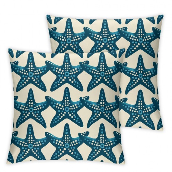 Ulloord Blue Beach Pattern in Double Sided Square Throw Pillow Covers Sofa Decorative Pillowcase