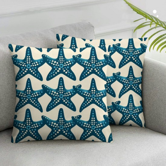 Ulloord Blue Beach Pattern in Double Sided Square Throw Pillow Covers Sofa Decorative Pillowcase