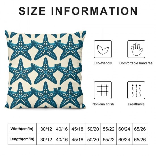 Ulloord Blue Beach Pattern in Double Sided Square Throw Pillow Covers Sofa Decorative Pillowcase