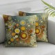 Ulloord  Striped Pillow Covers , Circles Geometric Abstract Brown and Gold Double Sided Decorative Pillows Cases Throw Pillows Covers