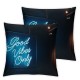 Ulloord Blue Neon Signage Throw Pillow Covers, Words Blue Neon Decorative Pillow Covers Digital Printing Blended Fabric for Couch Sofa Bed Invisible Zipper