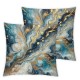 Ulloord  Blue Abstract Marble Throw Pillow Covers, Decorative Pillow Covers Digital Printing Blended Fabric for Couch Sofa Bed Invisible Zipper (Square Blue Marble)