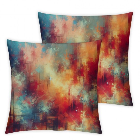 Ulloord  Orange Painting Art Decorative Pillow Covers, Green Oil Abstract Painting Double Sided Throw Pillow Covers Sofa Cushion Cover Square