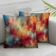 Ulloord  Orange Painting Art Decorative Pillow Covers, Green Oil Abstract Painting Double Sided Throw Pillow Covers Sofa Cushion Cover Square