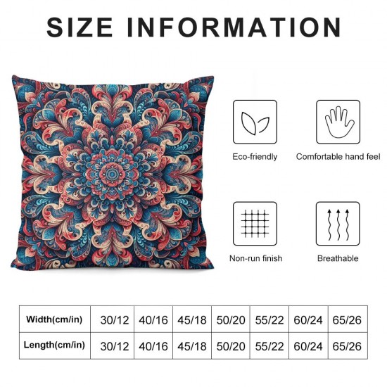 Ulloord Colorful Abstract Psychedelic Throw Pillow Covers, Decorative Pillow Covers Digital Printing Blended Fabric for Couch Sofa Bed Invisible Zipper