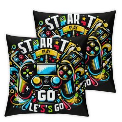 Ulloord Video Game Throw Pillow Covers,Abstract Colorful Boys Game Decorative Pillow Covers Digital Printing Blended Fabric for Couch Sofa Bed Invisible Zipper