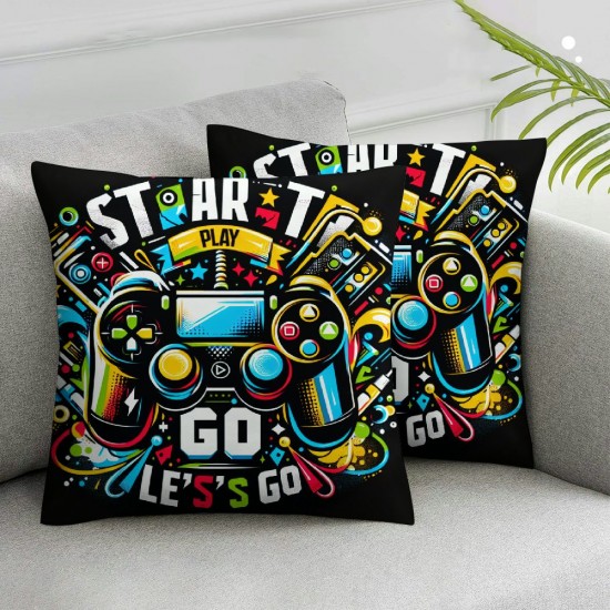 Ulloord Video Game Throw Pillow Covers,Abstract Colorful Boys Game Decorative Pillow Covers Digital Printing Blended Fabric for Couch Sofa Bed Invisible Zipper