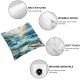 Ulloord  Beach Blue Bright Decorative Pillow Covers, Sunrise Seascape Ocean Beach Art Room Decor Couch Sofa Bed Square Linen Throw Pillow Covers for Living Room