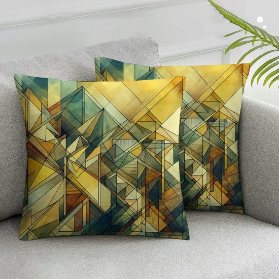 Ulloord  Yellow and Brown Oil Painting Colorful Texture Modern Pillow Covers , Colorful Image with Earthy Linen Square Throw Pillow Covers Sofa Decorative Pillowcase Cushion