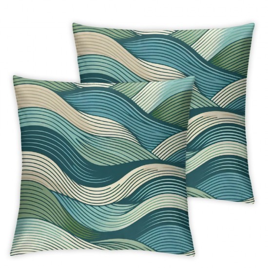 Ulloord  Abstract Ocean Waves Decorative Pillow Covers , Abstract Waves Marine Pattern Striped Background Square Cushion Throw Pillow Covers Outdoor Sofa Couch Pillowcase