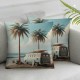 Ulloord Blue Orange Car Throw Pillow Covers, Decorative Pillow Covers Digital Printing Blended Fabric for Couch Sofa Bed Invisible Zipper