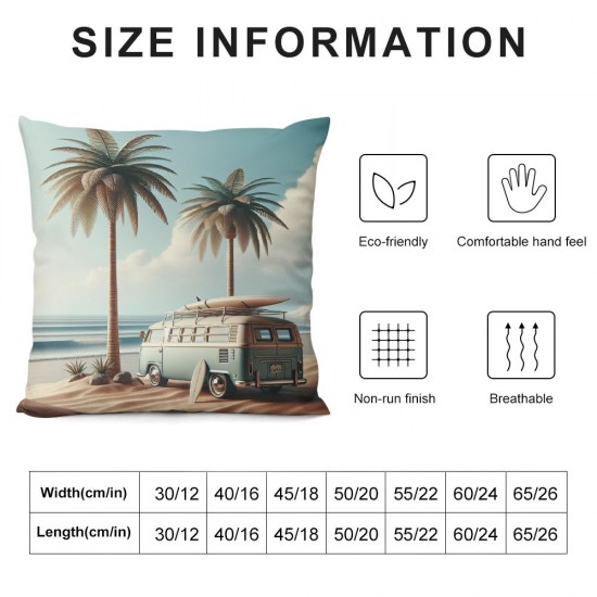 Ulloord Blue Orange Car Throw Pillow Covers, Decorative Pillow Covers Digital Printing Blended Fabric for Couch Sofa Bed Invisible Zipper