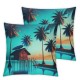 Ulloord Blue Orange Car Throw Pillow Covers, Decorative Pillow Covers Digital Printing Linen Blended for Couch Sofa Bed Invisible Zipper