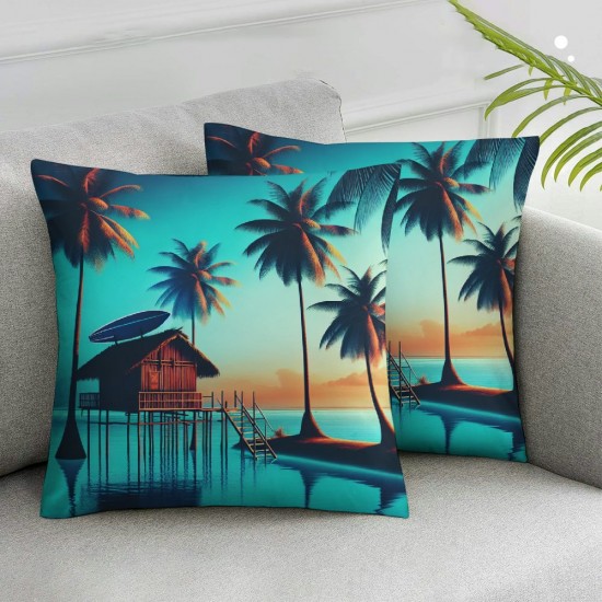 Ulloord Blue Orange Car Throw Pillow Covers, Decorative Pillow Covers Digital Printing Linen Blended for Couch Sofa Bed Invisible Zipper