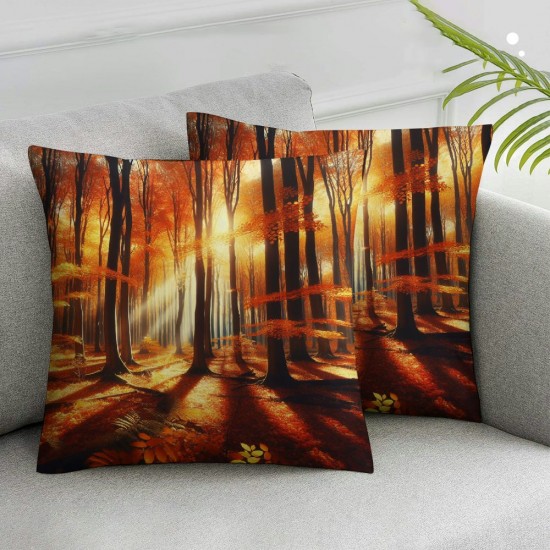 Ulloord Orange Autumn Fall Autumn Throw Pillow Covers,Yellow Leaf Decorative Pillow Covers Digital Printing Blended Fabric for Couch Sofa Bed Invisible Zipper