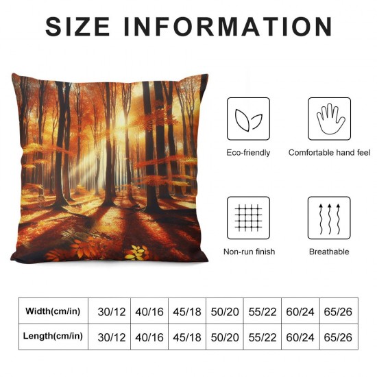 Ulloord Orange Autumn Fall Autumn Throw Pillow Covers,Yellow Leaf Decorative Pillow Covers Digital Printing Blended Fabric for Couch Sofa Bed Invisible Zipper