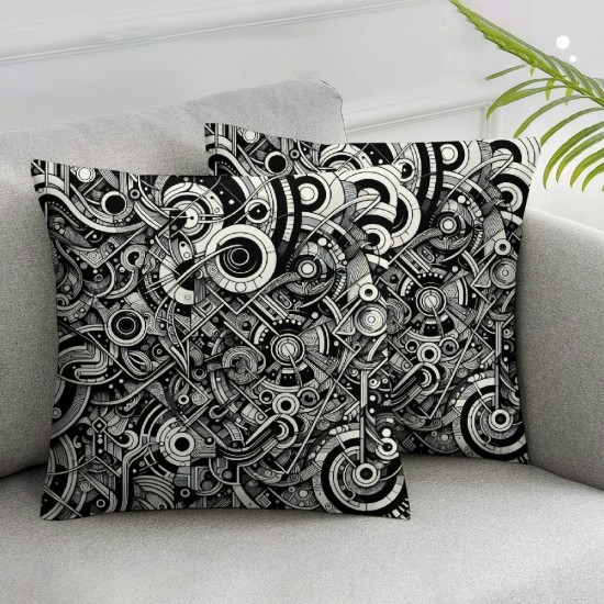 Ulloord Floral White Green Throw Pillow Covers,Green and White Decorative Pillow Covers Digital Printing Linen Blended for Couch Sofa Bed Invisible Zipper