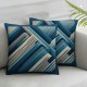 Ulloord  Blue Striped Throw Pillow Covers,Abstract Art Retro Texture Line White Decorative Pillow Covers Digital Printing Blended Fabric for Couch Sofa Bed Invisible Zipper